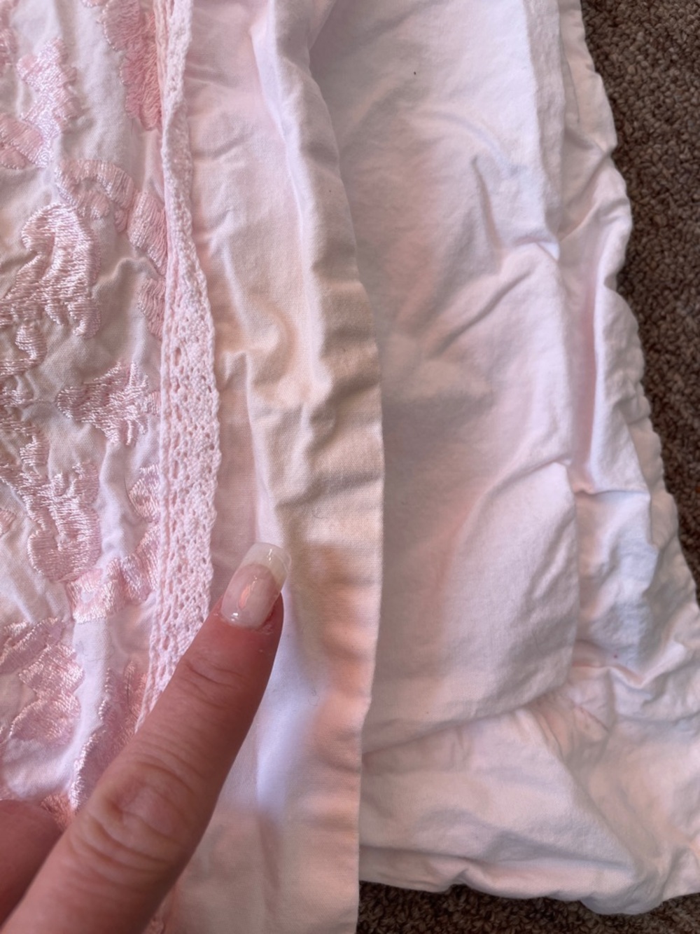 2 Simply Shabby Chic Pale Pink Embroidered Decorative Pillow Sham - Picture 8 of 14